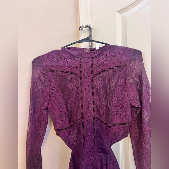 purple lace dress with side cut outs - Picture 5 of 6